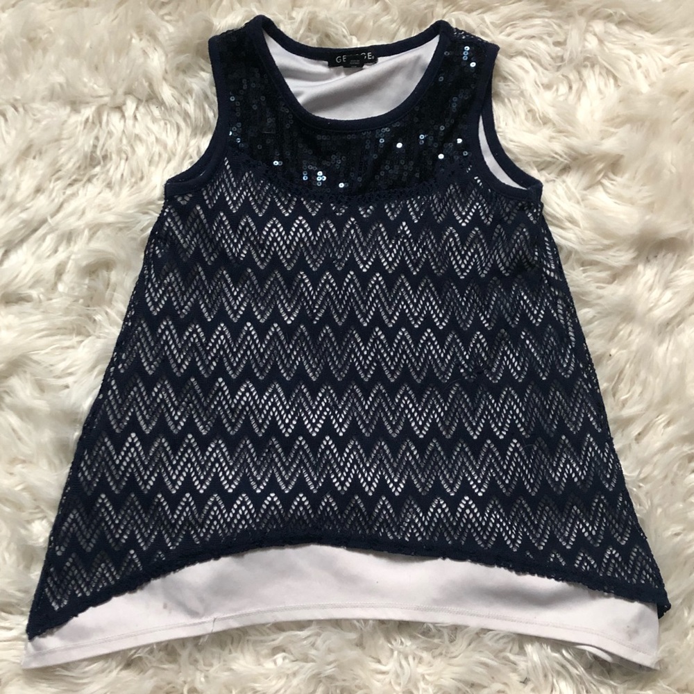 Girls George brand navy and white top